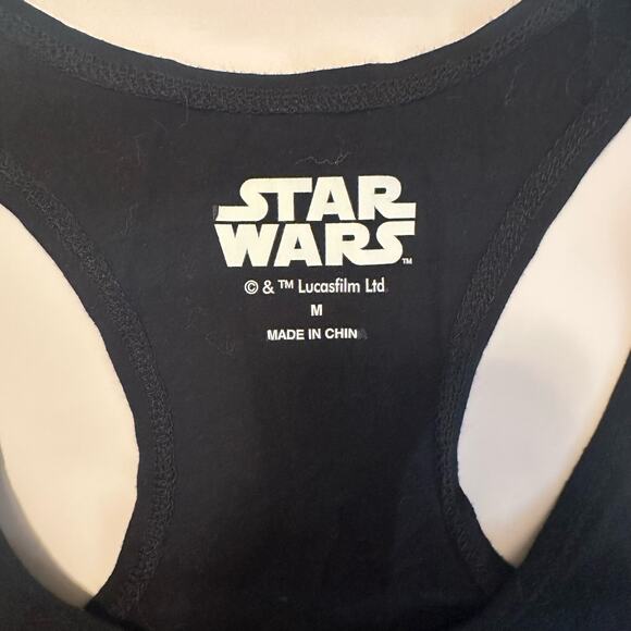 💥Star Wars Women’s Racerback tank top size Medium black w/ gold metallic graphic - Picture 5 of 9